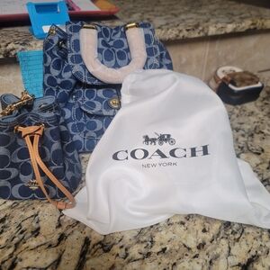Coach Blue Monogram Handbag Set